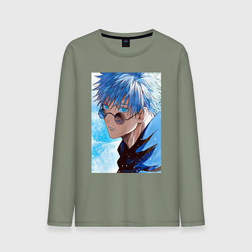 Мужской лонгслив Сатору Годжо в очках - Jujutsu kaisen / Авокадо – фото 1