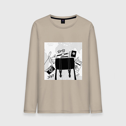 Мужской лонгслив Набор путешественника / Миндальный – фото 1