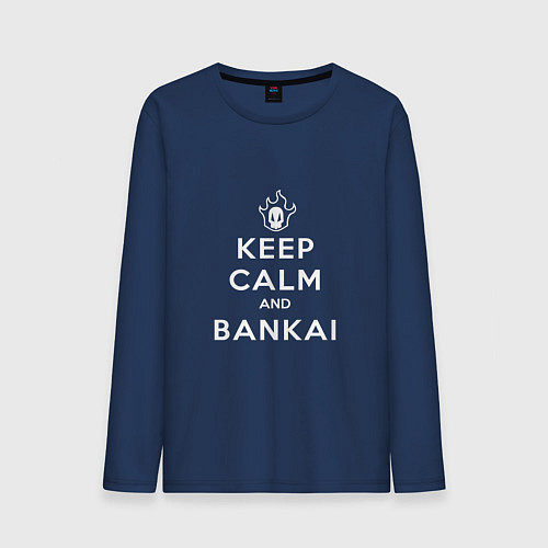 Мужской лонгслив Keep calm and bankai - Bleach / Тёмно-синий – фото 1