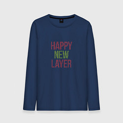 Лонгслив хлопковый мужской Happy New Layer, цвет: тёмно-синий