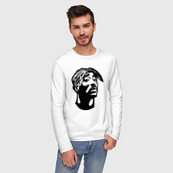 Лонгслив хлопковый мужской 2Pac - head, цвет: белый — фото 2