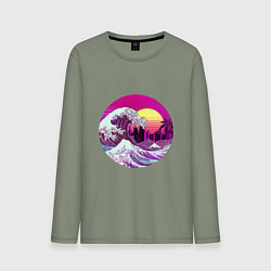 Мужской лонгслив Ретровейв волна