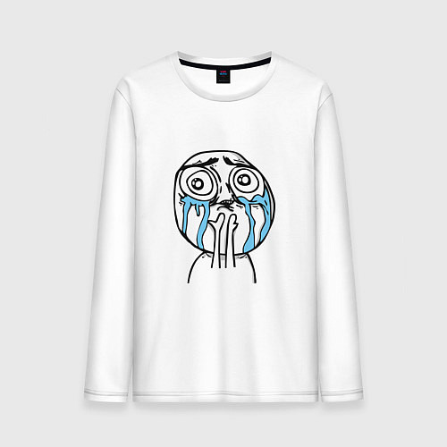 Мужской лонгслив Crying meme / Белый – фото 1