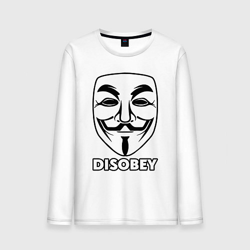 Мужской лонгслив Guy Fawkes - disobey / Белый – фото 1