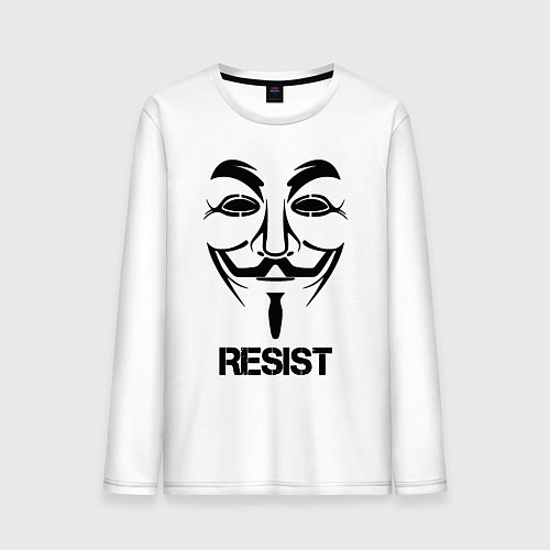 Мужской лонгслив Guy Fawkes - resist / Белый – фото 1