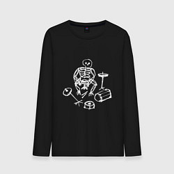 Мужской лонгслив Скелет барабанщик белый