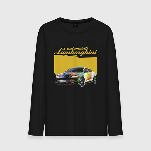 Мужской лонгслив Lamborghini Urus - Italy / Черный – фото 1