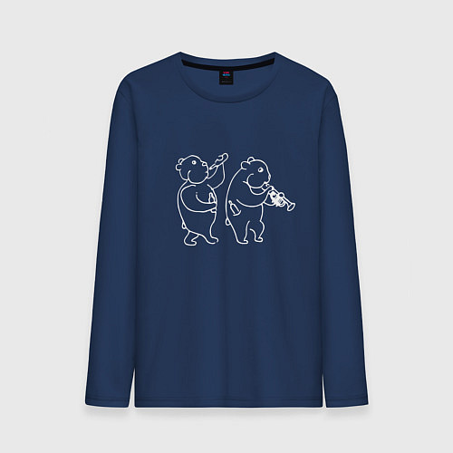 Мужской лонгслив Хомяки весельчаки белые / Тёмно-синий – фото 1