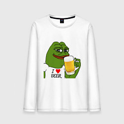 Лонгслив хлопковый мужской Drink Pepe, цвет: белый