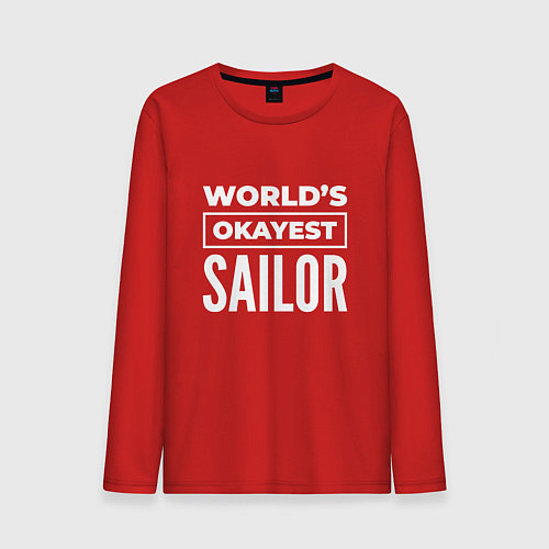 Мужской лонгслив Worlds okayest sailor / Красный – фото 1