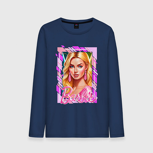 Мужской лонгслив Нейросеть - аниме Барби Марго Робби / Тёмно-синий – фото 1