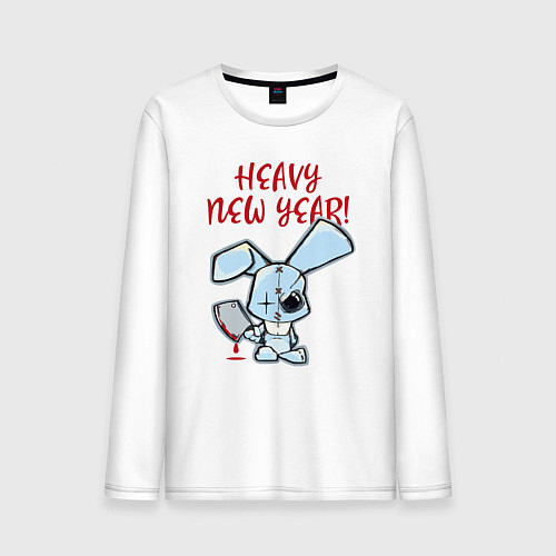 Мужской лонгслив Кролик с тесаком - new years horror / Белый – фото 1