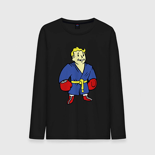 Мужской лонгслив Vault boy - boxer / Черный – фото 1