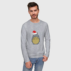 Лонгслив хлопковый мужской Totoro Santa, цвет: меланж — фото 2
