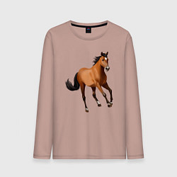 Лонгслив хлопковый мужской Мустанг лошадь, цвет: пыльно-розовый