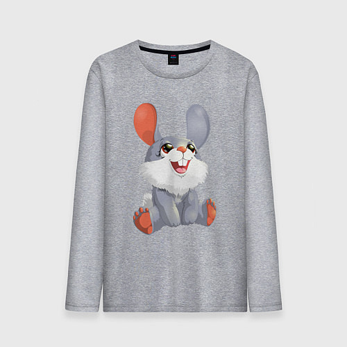 Мужской лонгслив Зайчик смотрит вверх / Меланж – фото 1