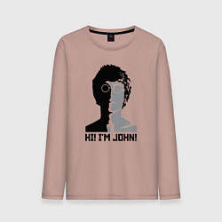 Лонгслив хлопковый мужской Джон Леннон - портрет, цвет: пыльно-розовый