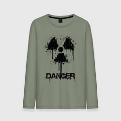 Лонгслив хлопковый мужской Danger radiation symbol, цвет: авокадо
