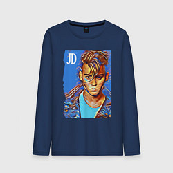 Лонгслив хлопковый мужской Джонни Депп - cool dude, цвет: тёмно-синий