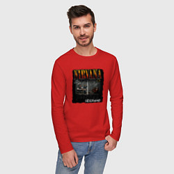 Лонгслив хлопковый мужской Nirvana box, цвет: красный — фото 2