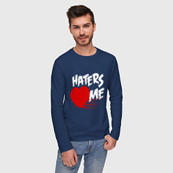 Лонгслив хлопковый мужской Haters love me, цвет: тёмно-синий — фото 2
