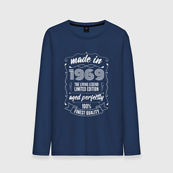 Лонгслив хлопковый мужской Made in 1969 retro old school, цвет: тёмно-синий