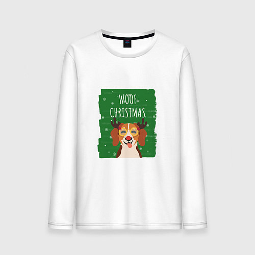 Мужской лонгслив Woof christmas / Белый – фото 1