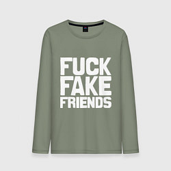 Лонгслив хлопковый мужской Fuck fake friends, цвет: авокадо