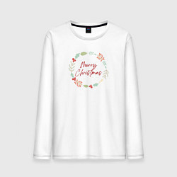 Мужской лонгслив Merry Christmas с веточками и ягодами