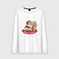 Лонгслив хлопковый мужской Christmas beer, цвет: белый