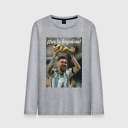 Лонгслив хлопковый мужской Lionel Messi - world champion - Argentina, цвет: меланж