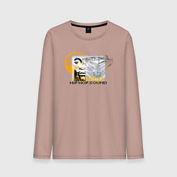 Лонгслив хлопковый мужской Звук хип-хопа, цвет: пыльно-розовый