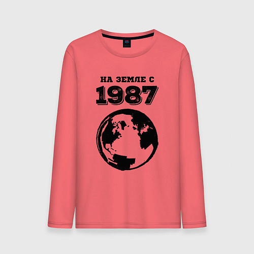 Мужской лонгслив На Земле с 1987 с краской на светлом / Коралловый – фото 1