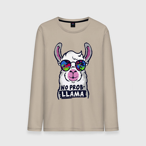 Мужской лонгслив No probllama / Миндальный – фото 1