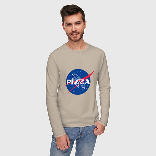 Мужской лонгслив Nasa - pizza / Миндальный – фото 3