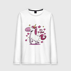 Лонгслив хлопковый мужской Girl unicorn, цвет: белый