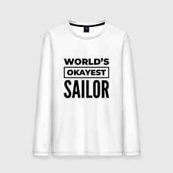 Лонгслив хлопковый мужской The worlds okayest sailor, цвет: белый