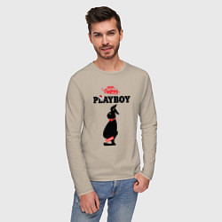 Лонгслив хлопковый мужской Толстяк playboy, цвет: миндальный — фото 2