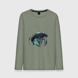 Лонгслив хлопковый мужской Креветка киберпанк, цвет: авокадо