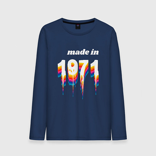 Мужской лонгслив Made in 1971 liquid art / Тёмно-синий – фото 1