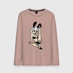 Лонгслив хлопковый мужской Девушка с ушками, цвет: пыльно-розовый