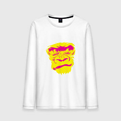 Лонгслив хлопковый мужской Gorilla face, цвет: белый