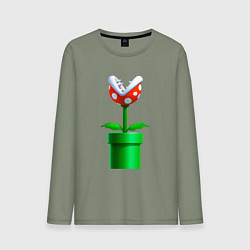Лонгслив хлопковый мужской Марио Растение Пиранья, цвет: авокадо