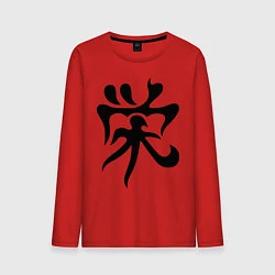 Лонгслив хлопковый мужской Японский иероглиф - Процветание, цвет: красный