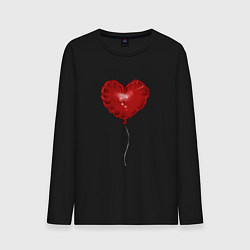 Лонгслив хлопковый мужской Красный шарик в виде сердечка, цвет: черный