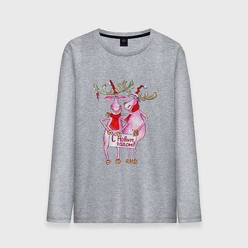 Мужской лонгслив Олени из бани! / Меланж – фото 1