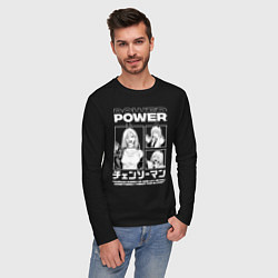 Лонгслив хлопковый мужской Человек-бензопила Power, цвет: черный — фото 2