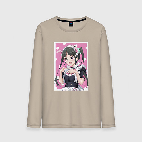 Мужской лонгслив Юмэти - Война горничных Акибы / Миндальный – фото 1