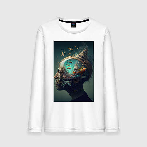 Мужской лонгслив Мысли о море / Белый – фото 1