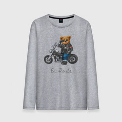 Мужской лонгслив Крутой мотоциклист медведь